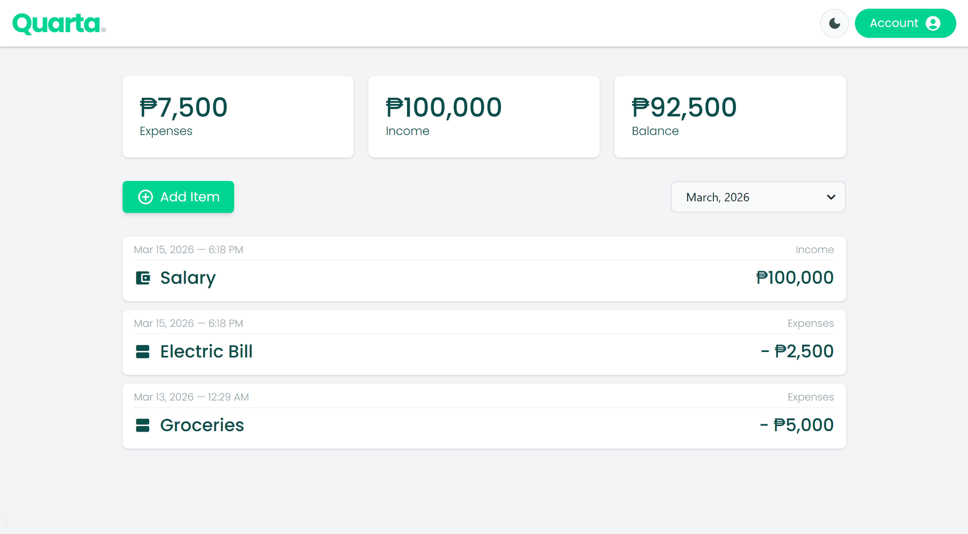 Dashboard visualization